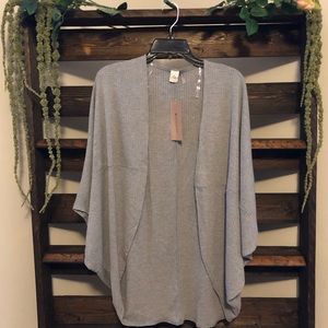 Gray Waffle Knit Oversized Dolman Sweater
